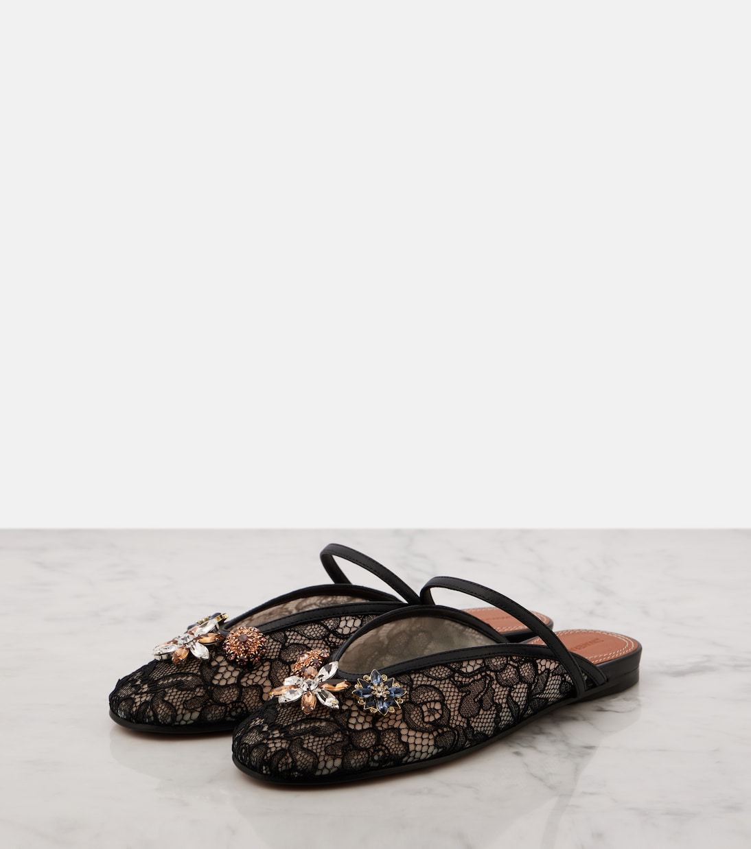 Mules Pixie in pizzo con pelle e cristalli | Zimmermann