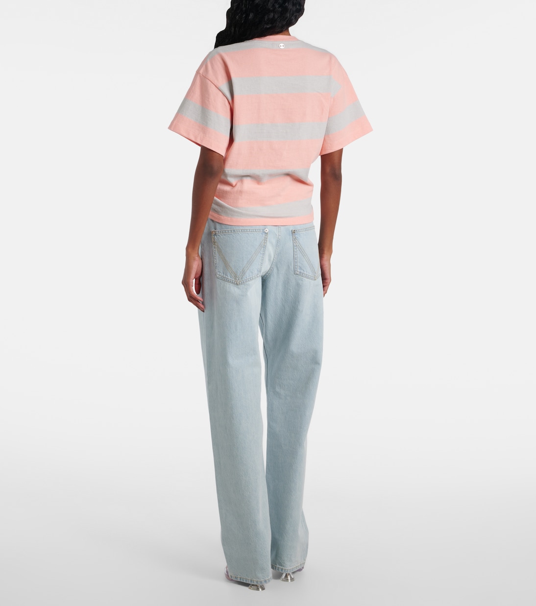 T-shirt in jersey di cotone a righe | Rabanne