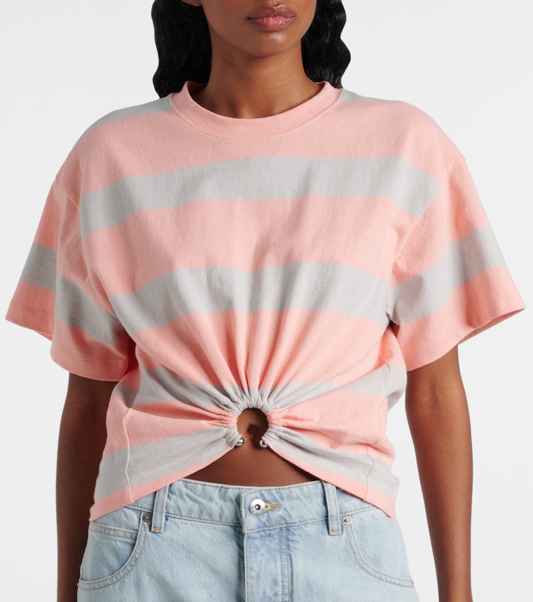 T-shirt in jersey di cotone a righe | Rabanne