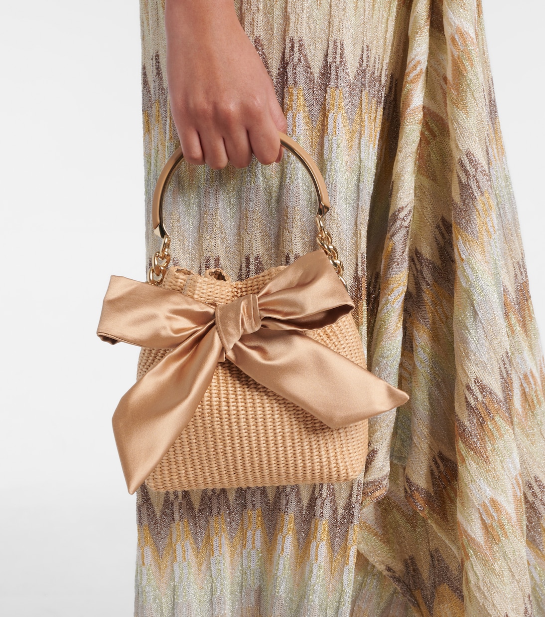 Secchiello Bon Bon in rafia con fiocco | Jimmy Choo