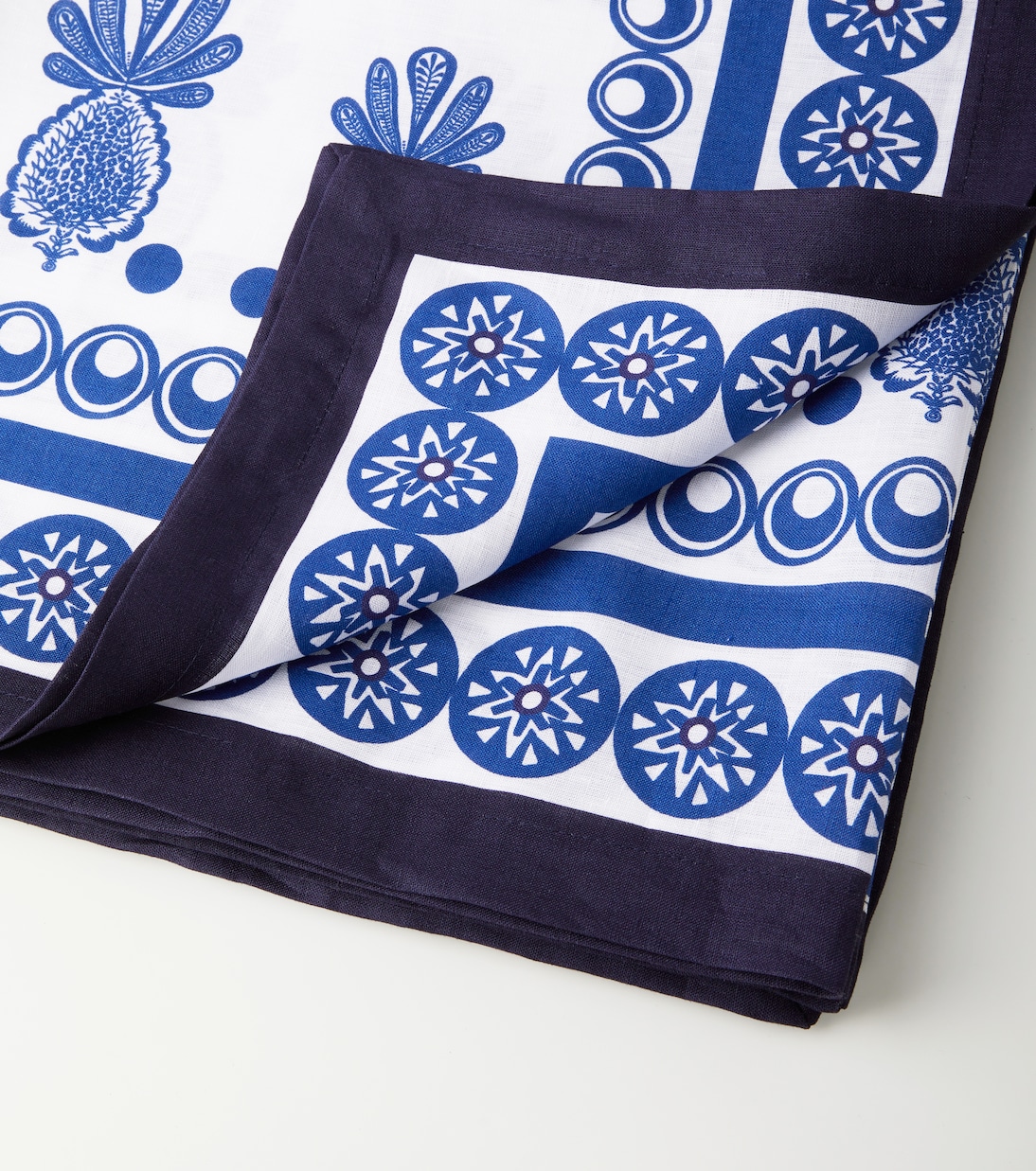 Nappe Big Pineapple Blu imprimée en lin | La DoubleJ