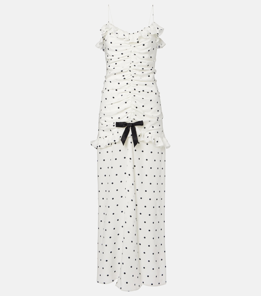 Ruched polka-dot silk maxi dress | Alessandra Rich