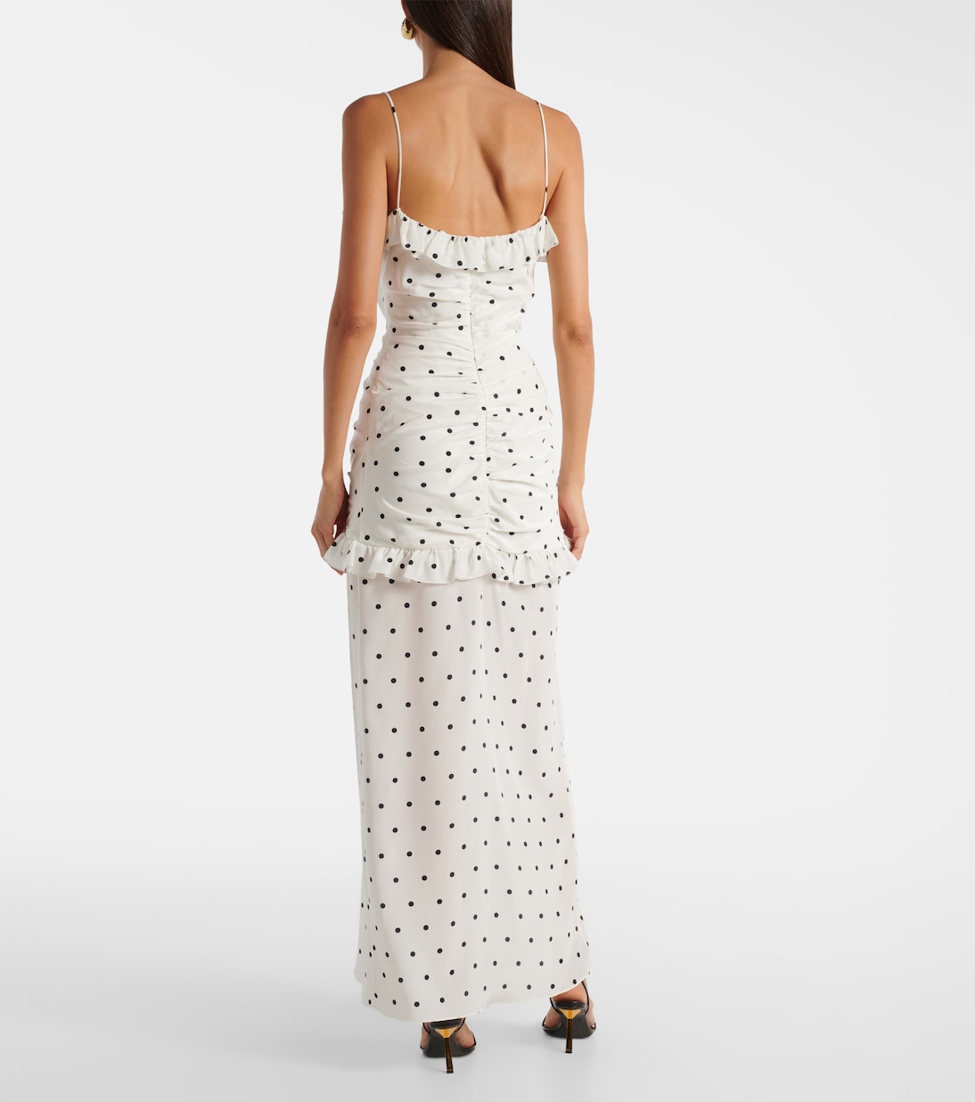 Ruched polka-dot silk maxi dress | Alessandra Rich
