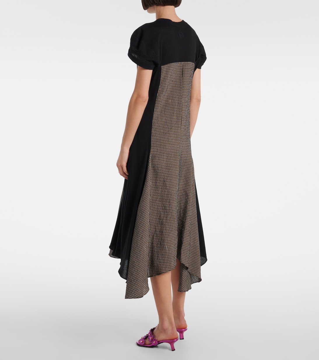 Checked asymmetric midi dress | Loewe