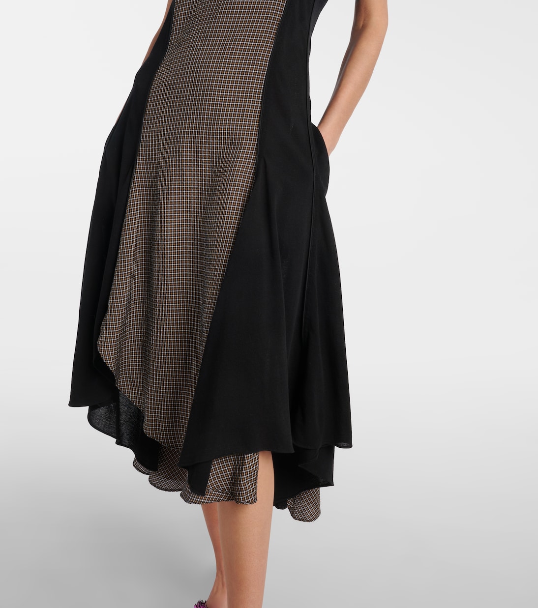 Checked asymmetric midi dress | Loewe