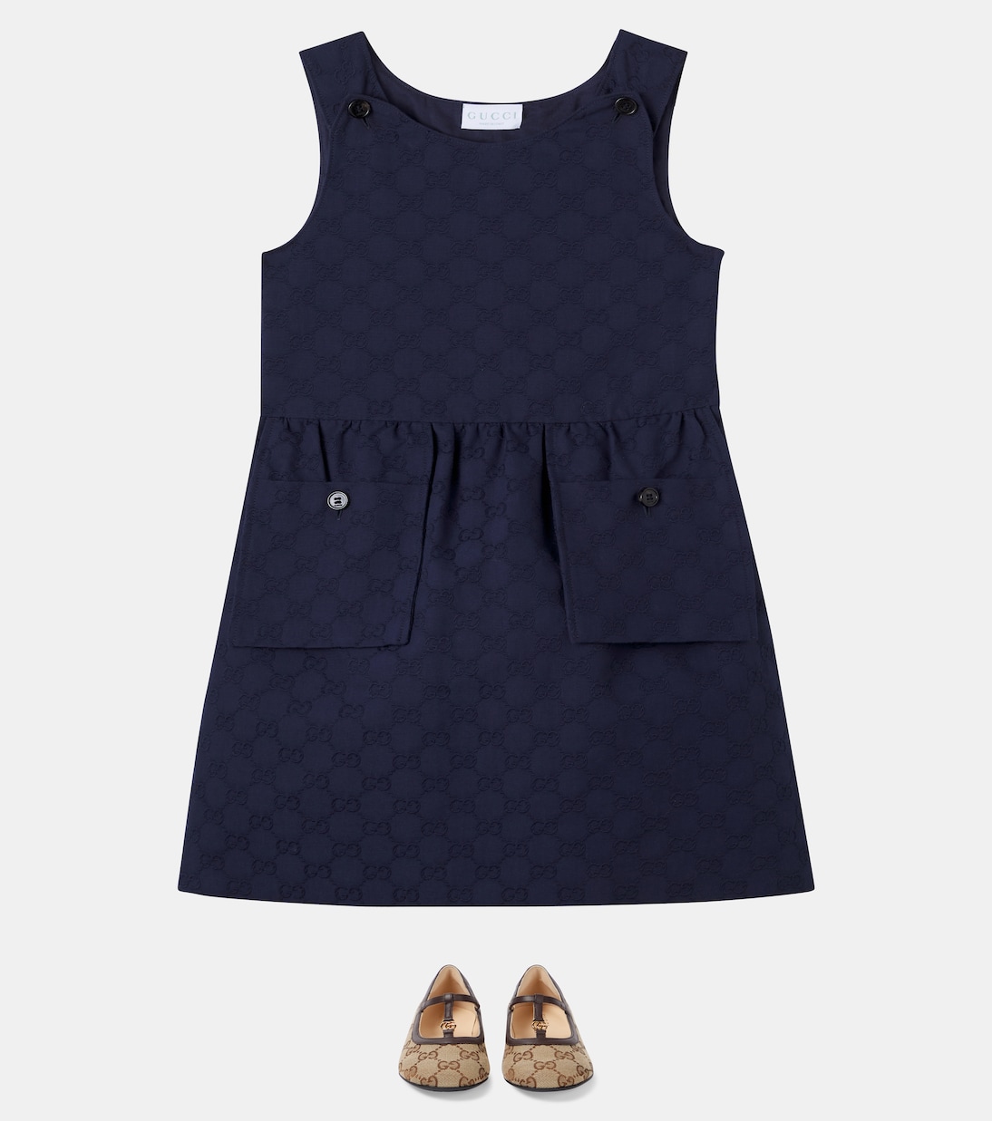 Vestido de algodón en jacquard con GG | Gucci Kids