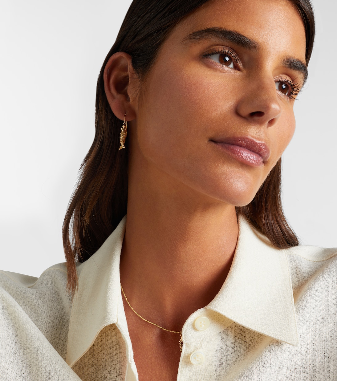 Moving Fish 14kt gold earrings with diamonds | Sydney Evan