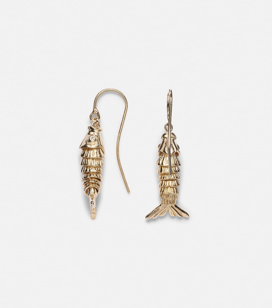 Moving Fish 14kt gold earrings with diamonds | Sydney Evan