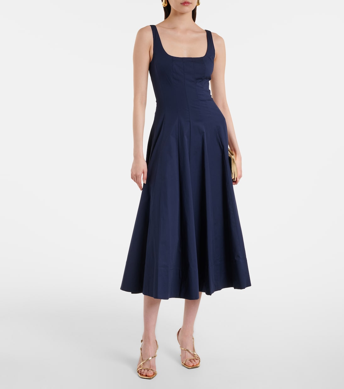 Abito midi Wells in cotone a pieghe | Staud
