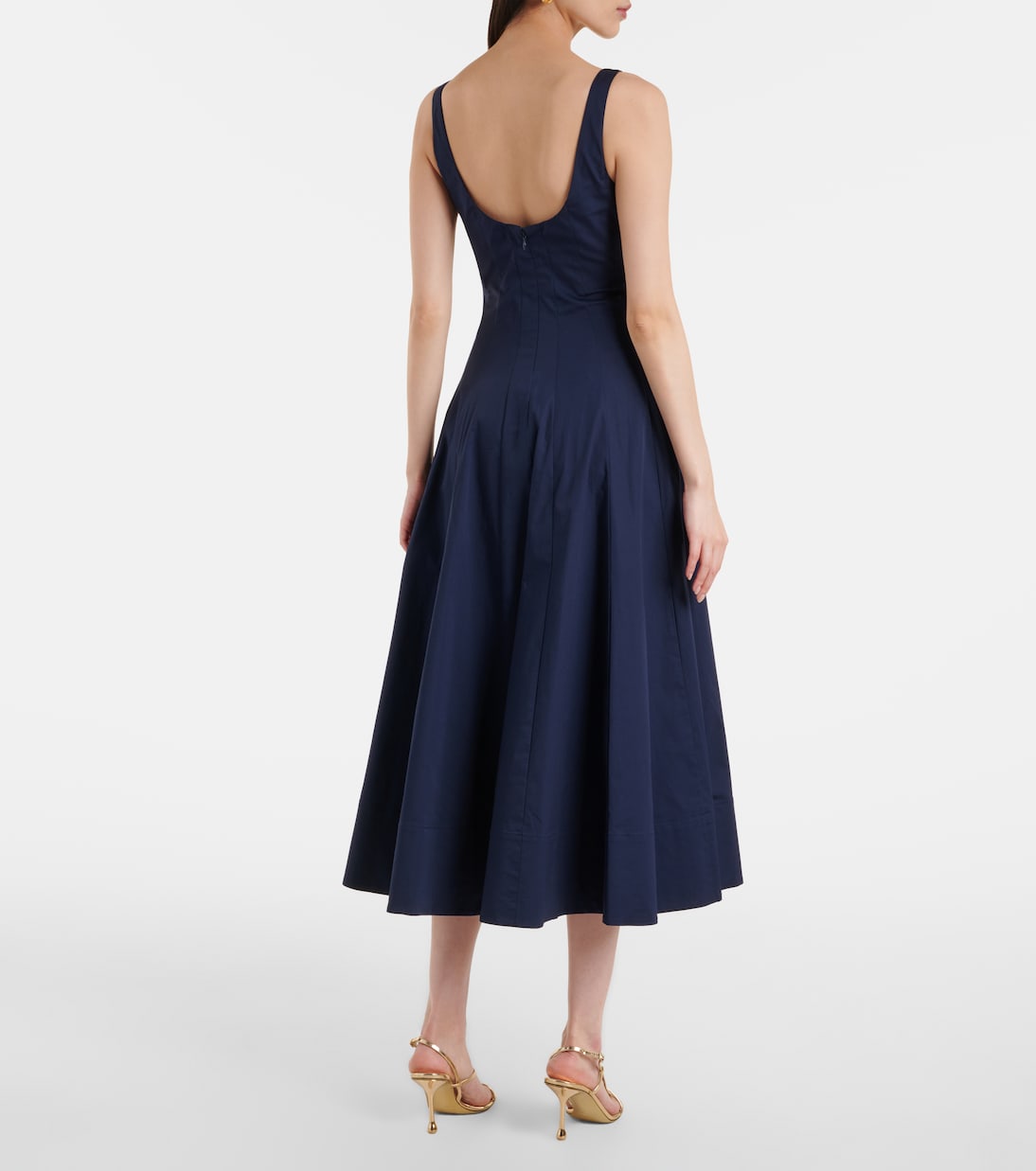 Abito midi Wells in cotone a pieghe | Staud