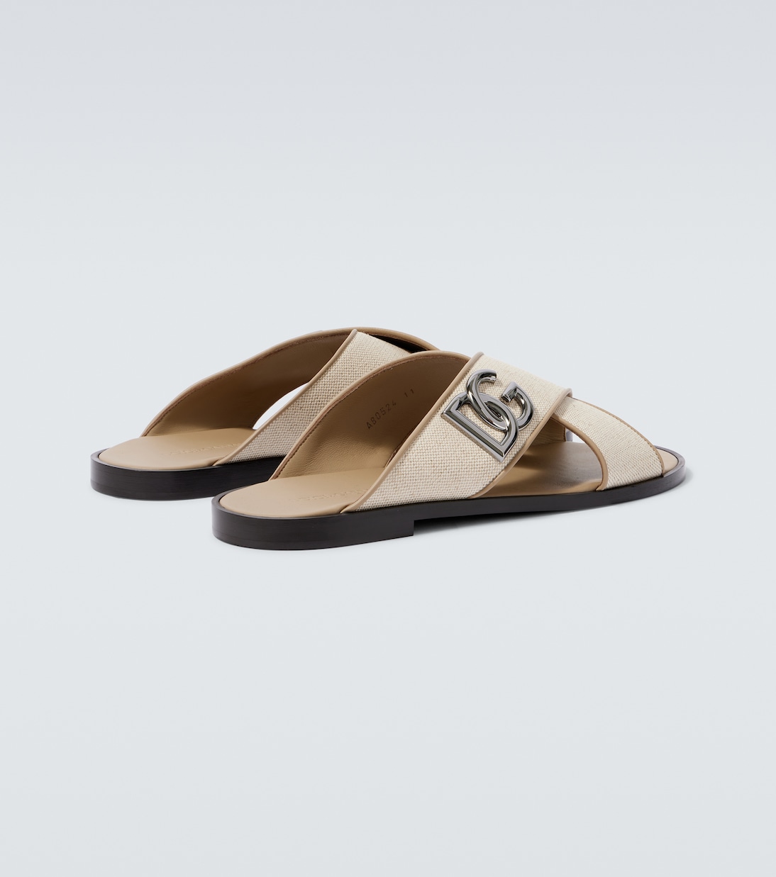 DG leather-trimmed canvas slides | Dolce&Gabbana