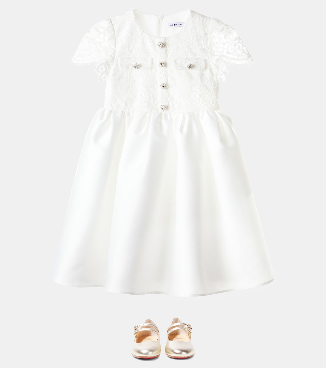 Embellished lace taffeta dress | Self-Portrait Kids