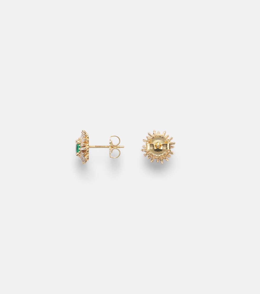 One Of A Kind 18kt gold earrings with emerald and diamonds | Suzanne Kalan