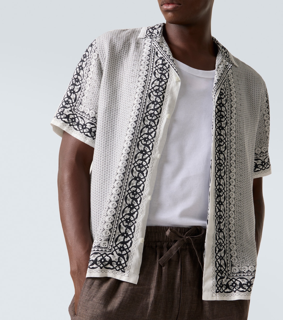 Maitan printed linen bowling shirt | Orlebar Brown