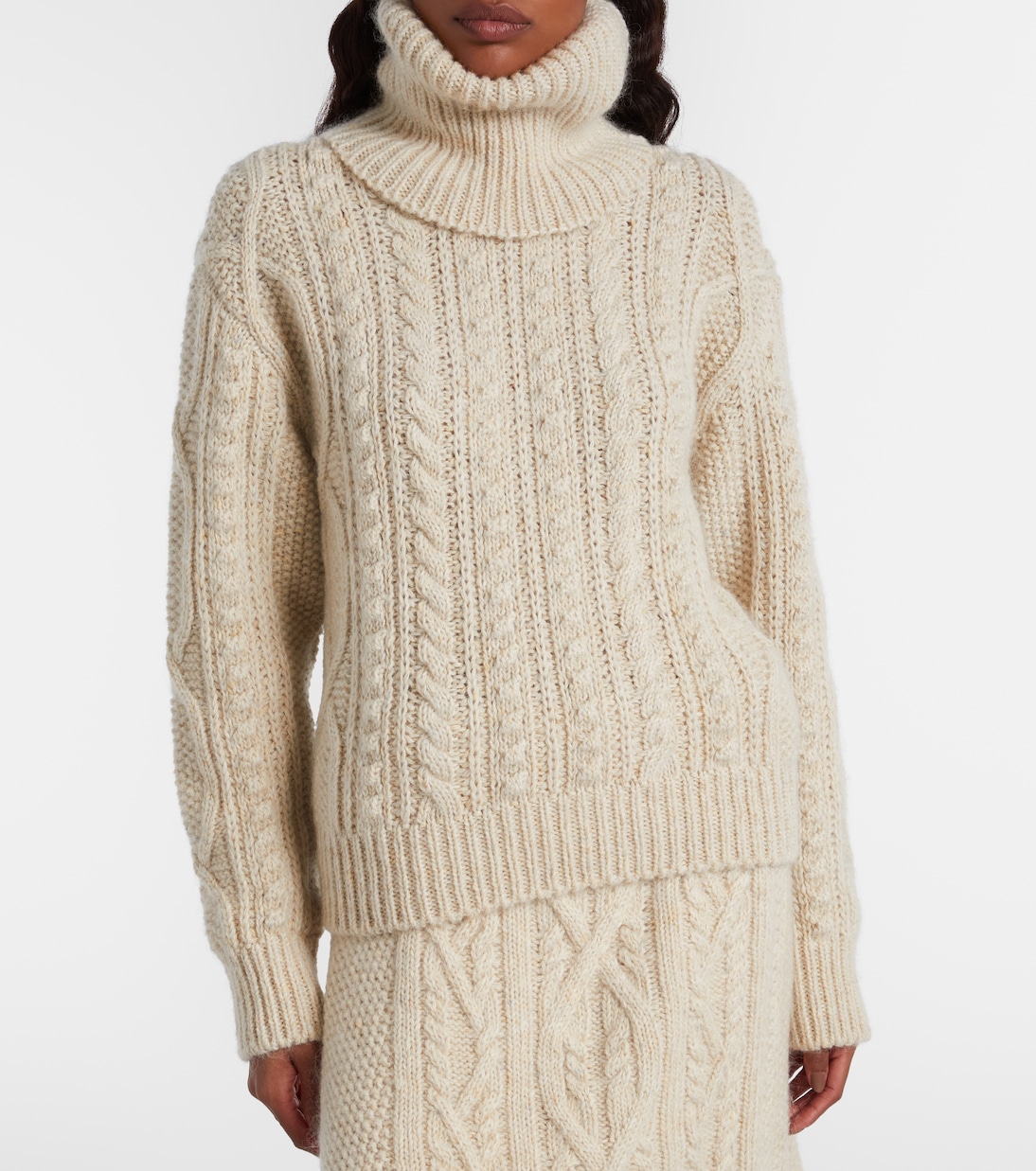 Jersey de cuello alto trenzado en mezcla de lana | Moncler Grenoble