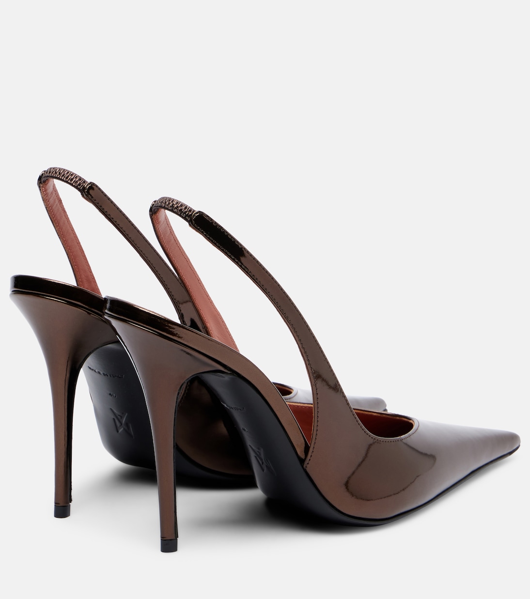 Anok 105 mirrored leather slingback pumps | Amina Muaddi