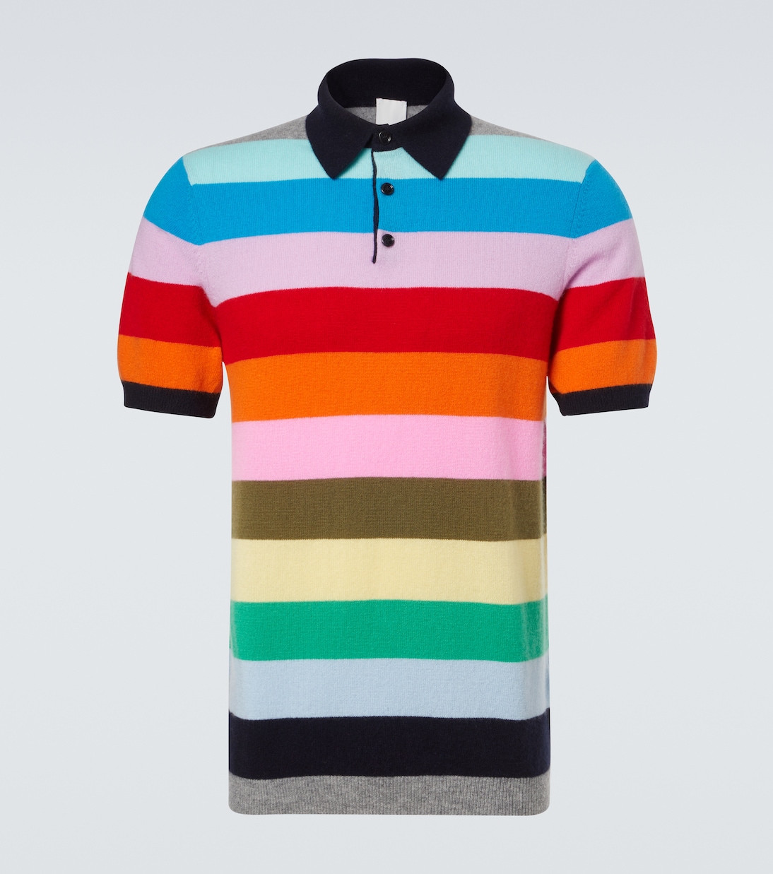 Striped cashmere polo sweater | Allude
