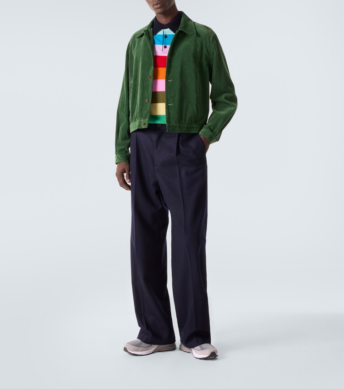 Striped cashmere polo sweater | Allude