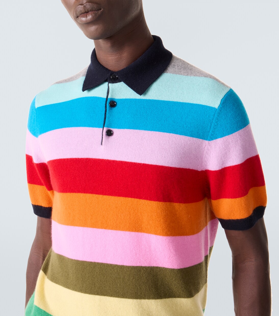 Striped cashmere polo sweater | Allude
