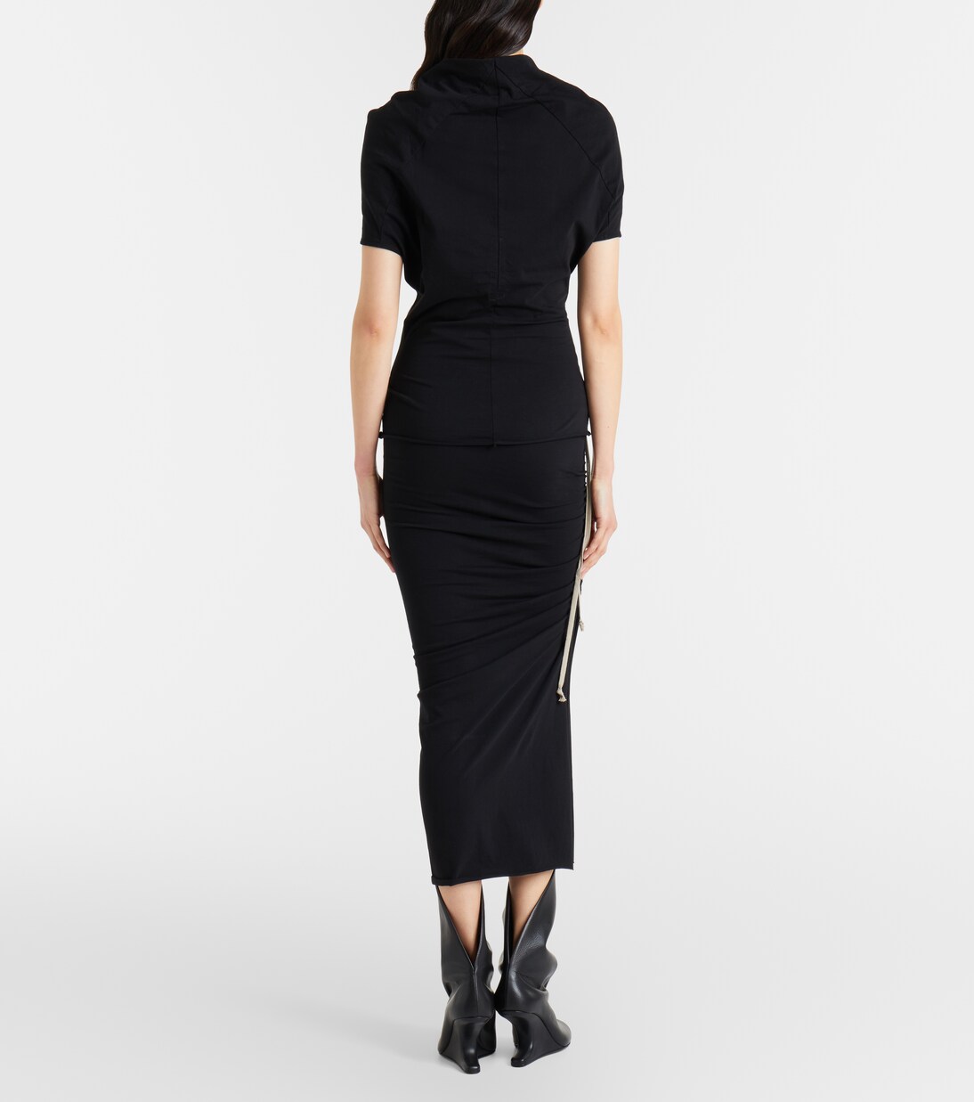 Falda midi Edfu de jersey de algodón | Rick Owens