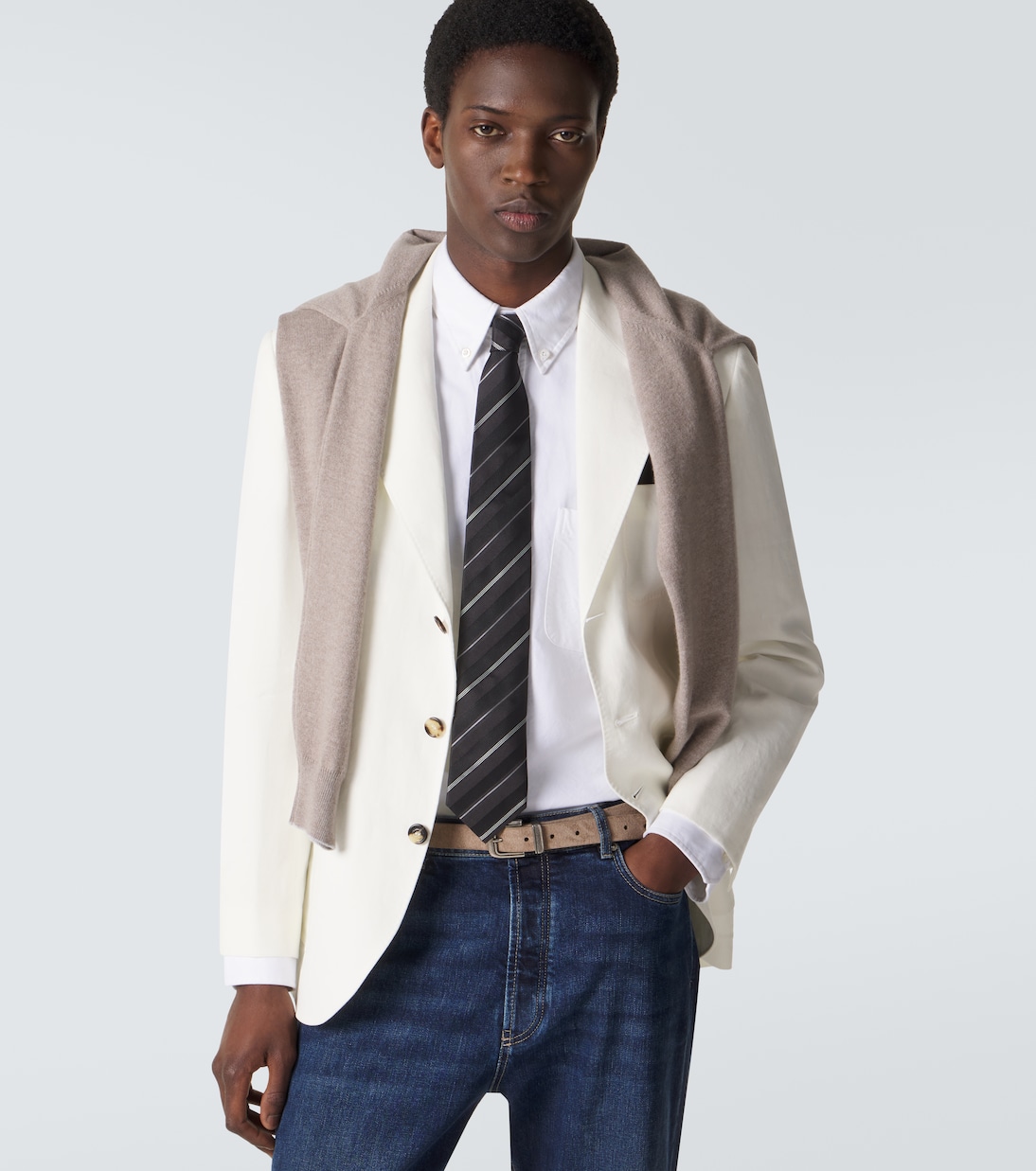 Striped silk tie | Brunello Cucinelli