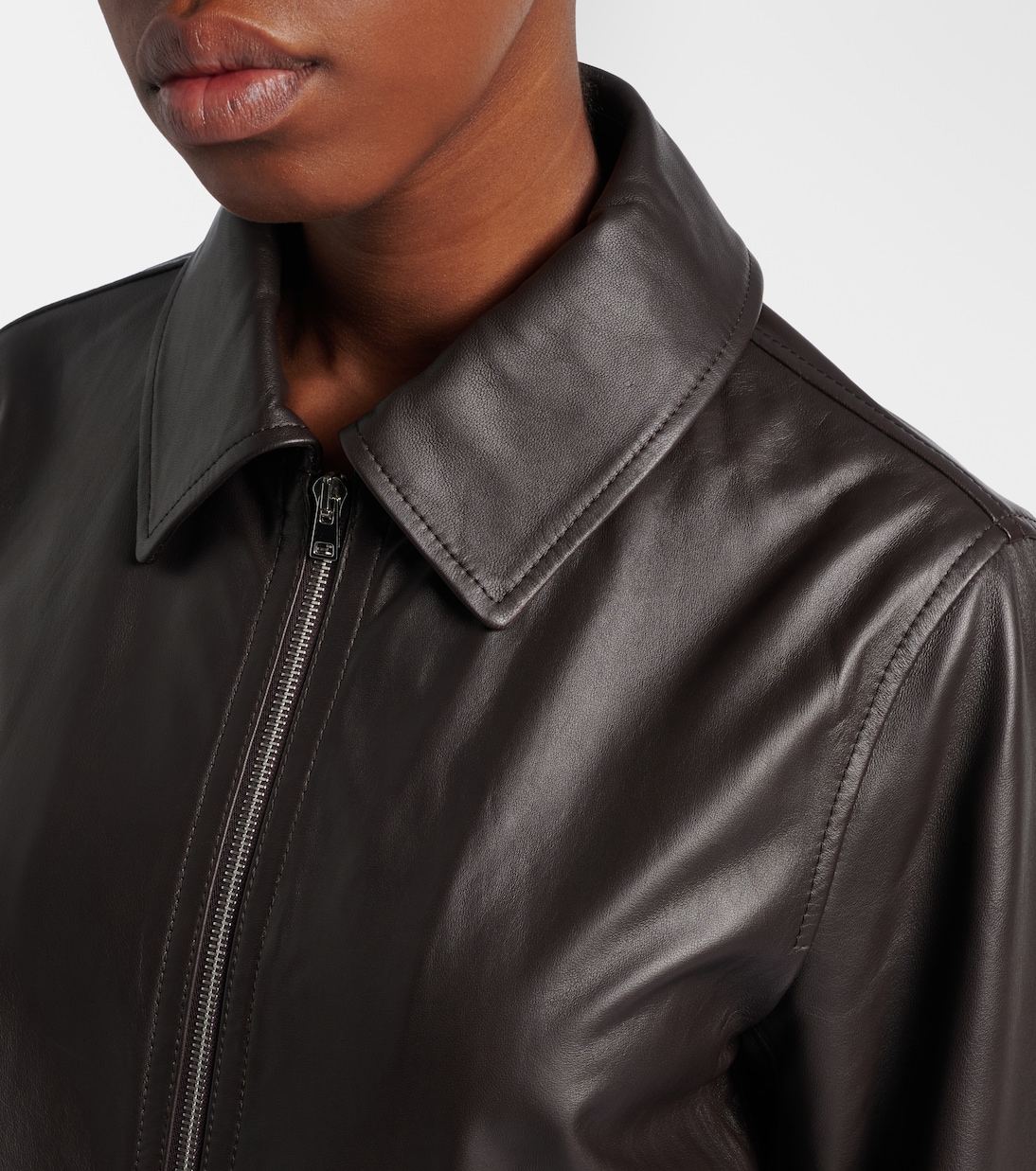 Hooded leather blouson jacket | Yves Salomon