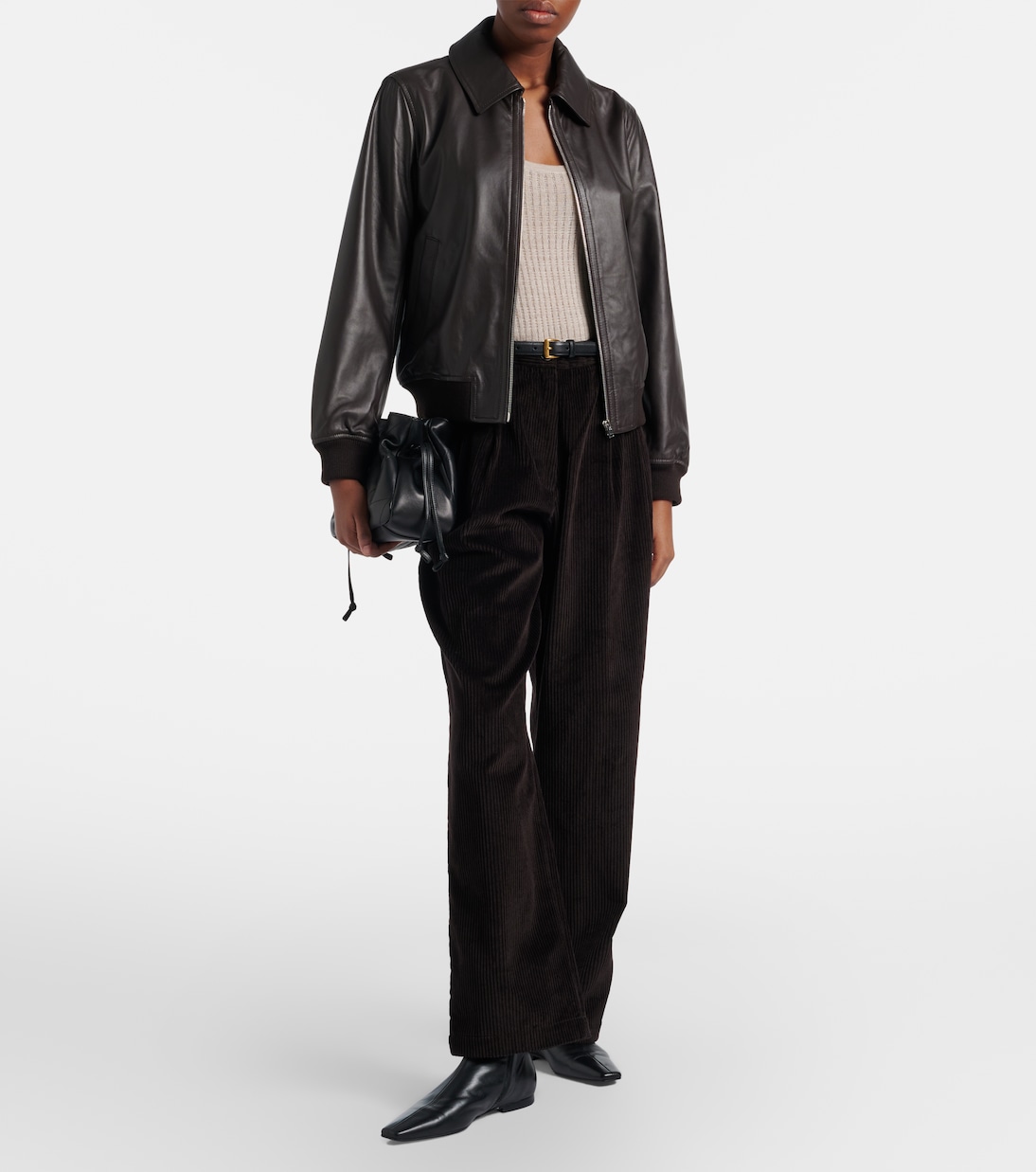 Hooded leather blouson jacket | Yves Salomon