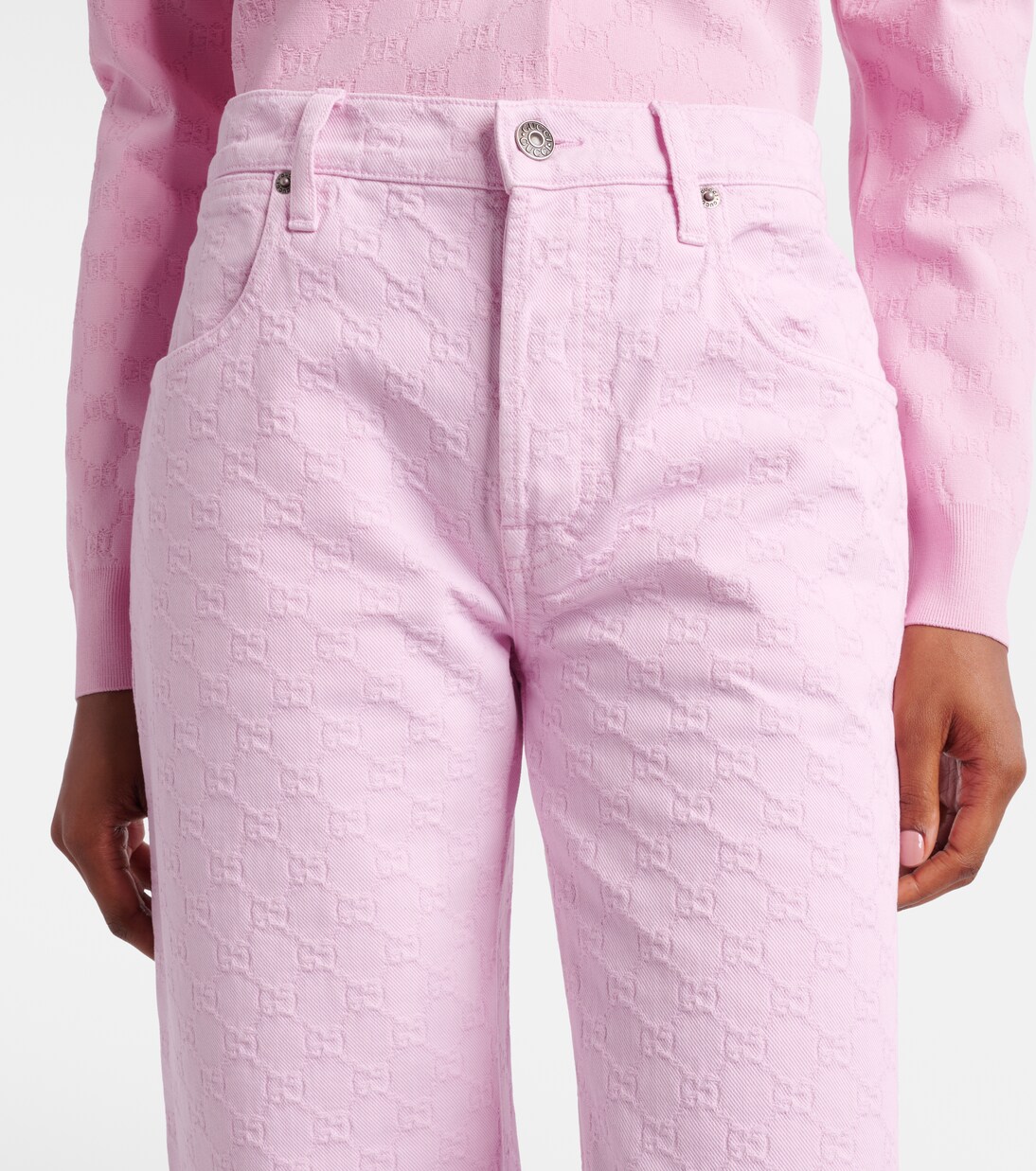 GG jacquard straight jeans | Gucci