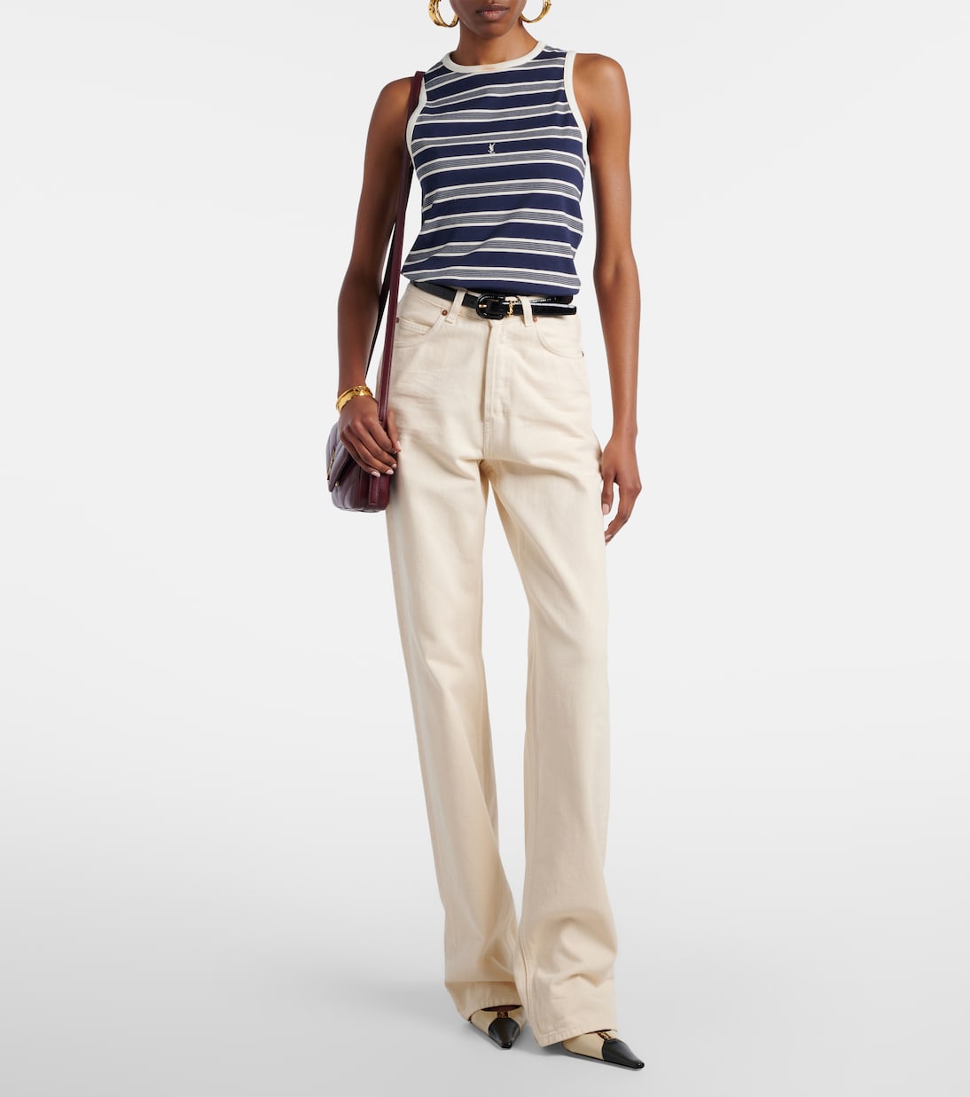 Cassandre striped cotton jersey tank top | Saint Laurent