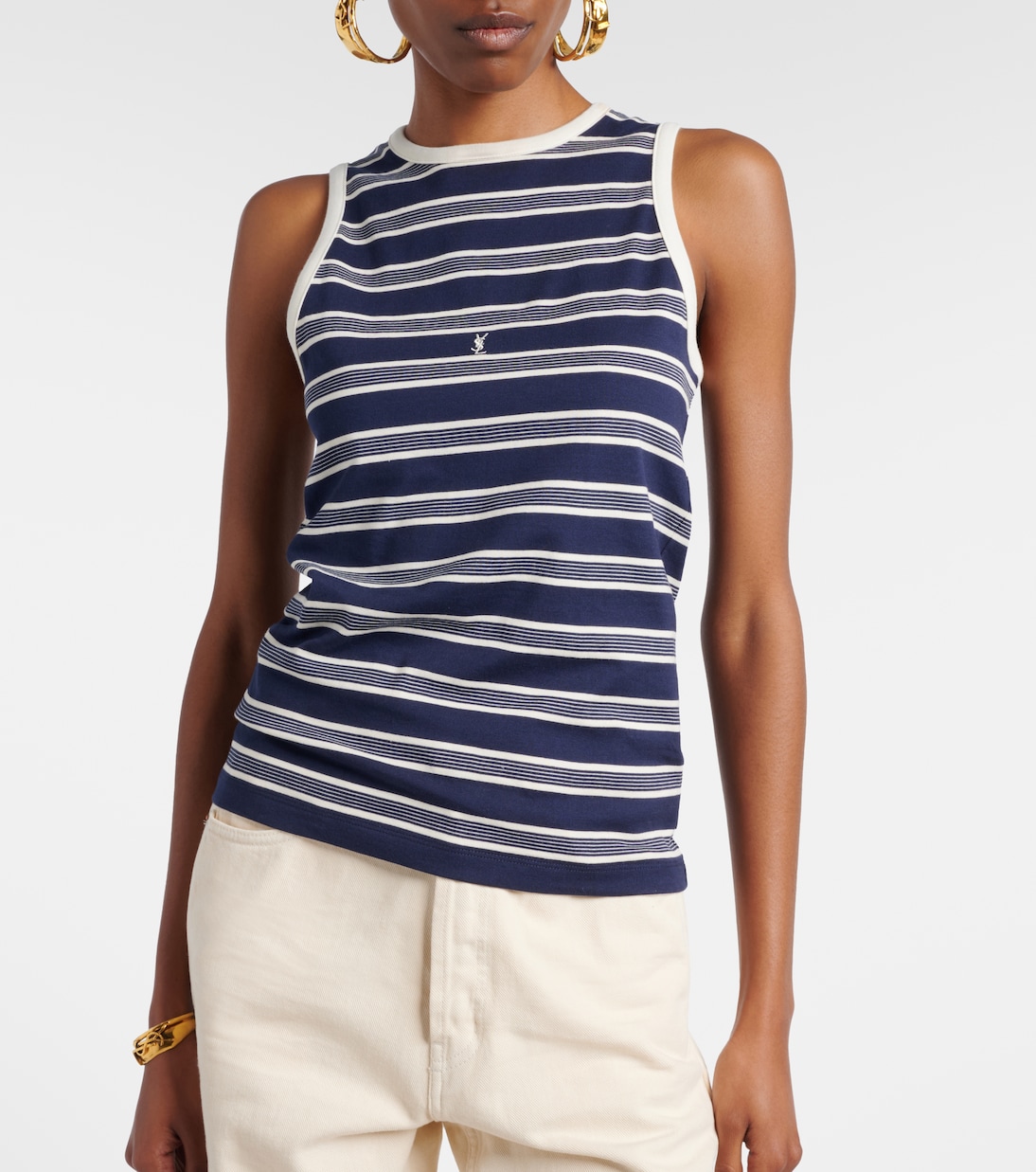 Cassandre striped cotton jersey tank top | Saint Laurent