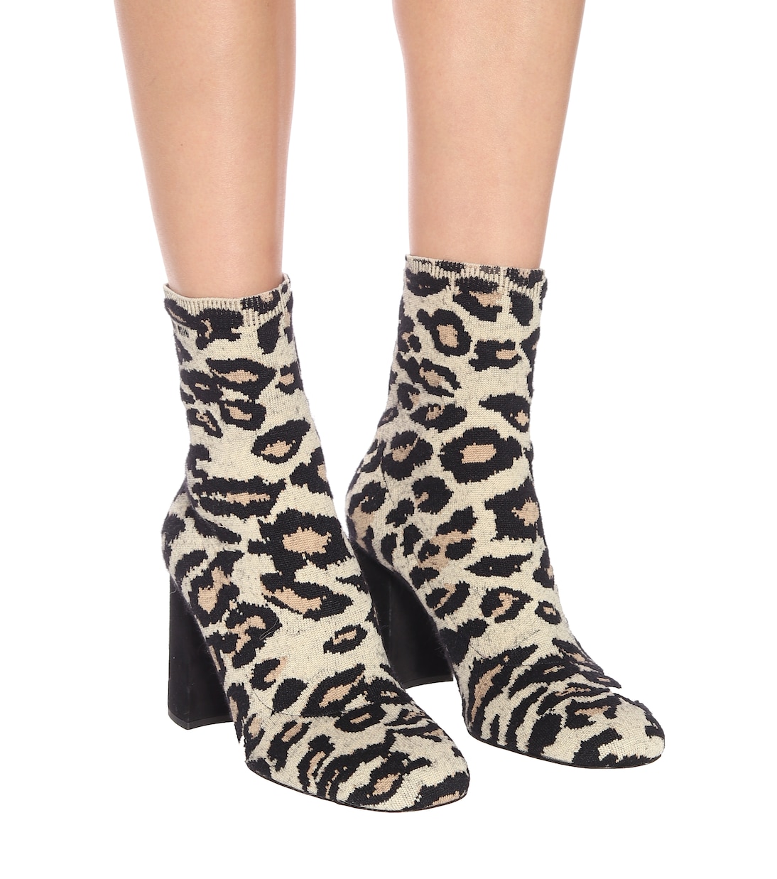 Leopard-print jacquard ankle boots | Miu Miu