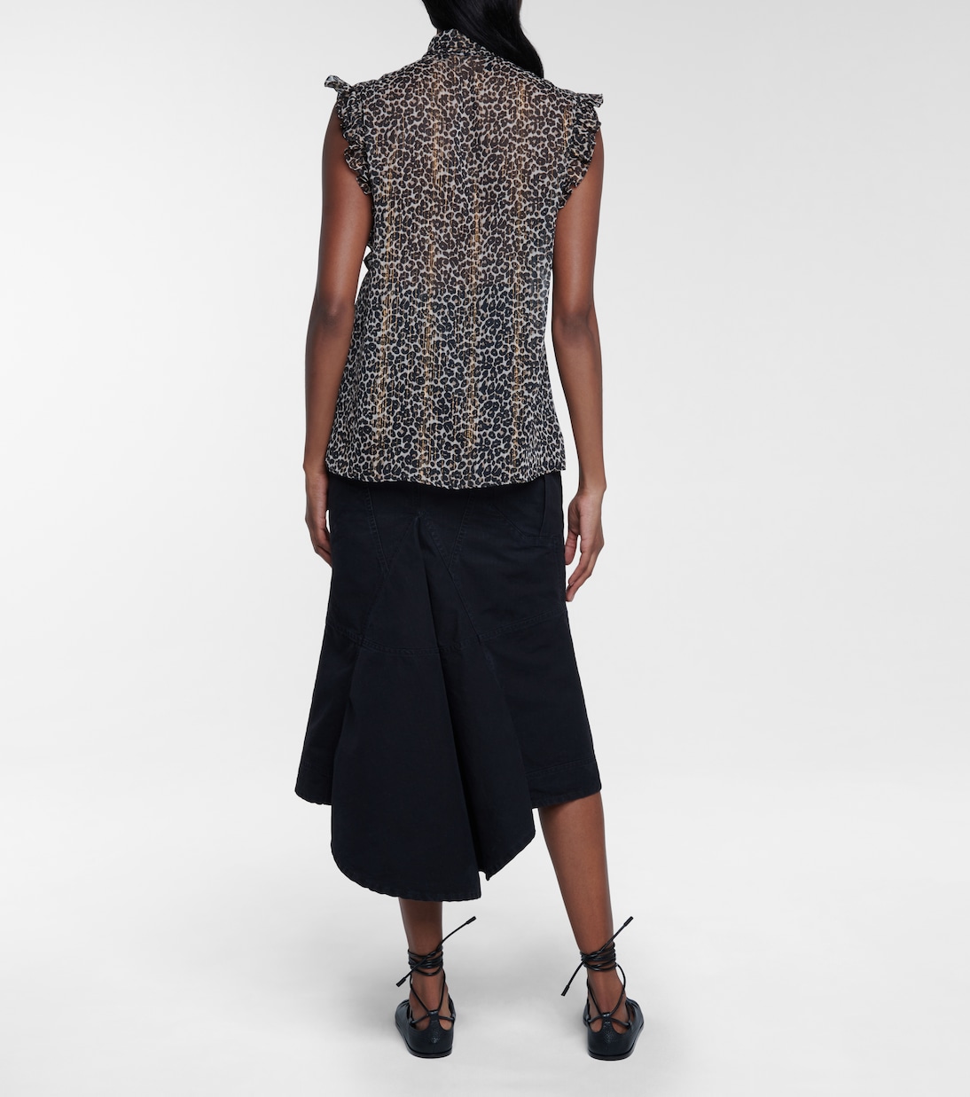 Justina leopard-print chiffon top | Costarellos