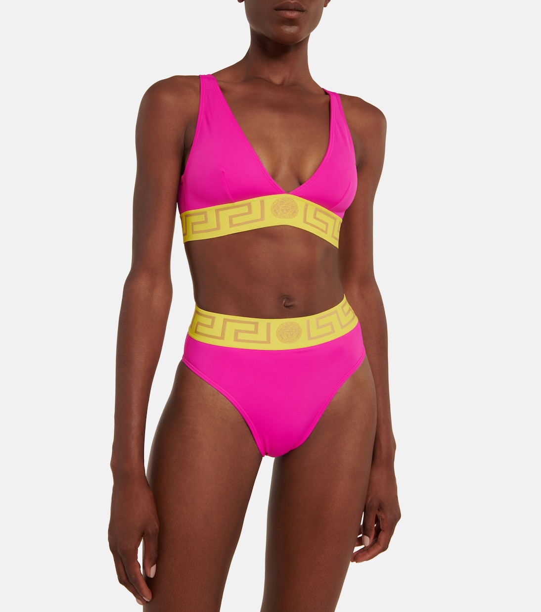 Greca high-rise bikini bottoms | Versace