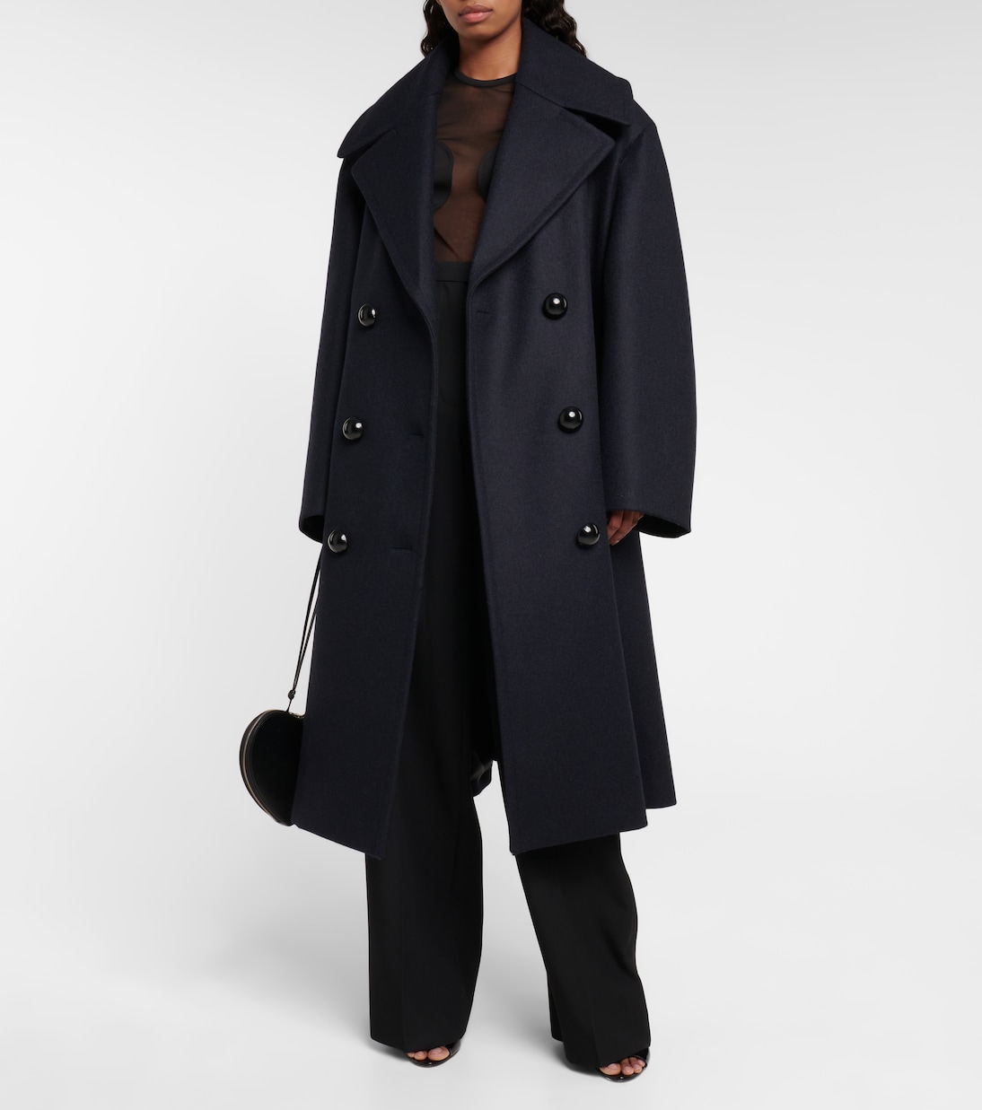 Double-breasted wool long peacoat | Alaïa