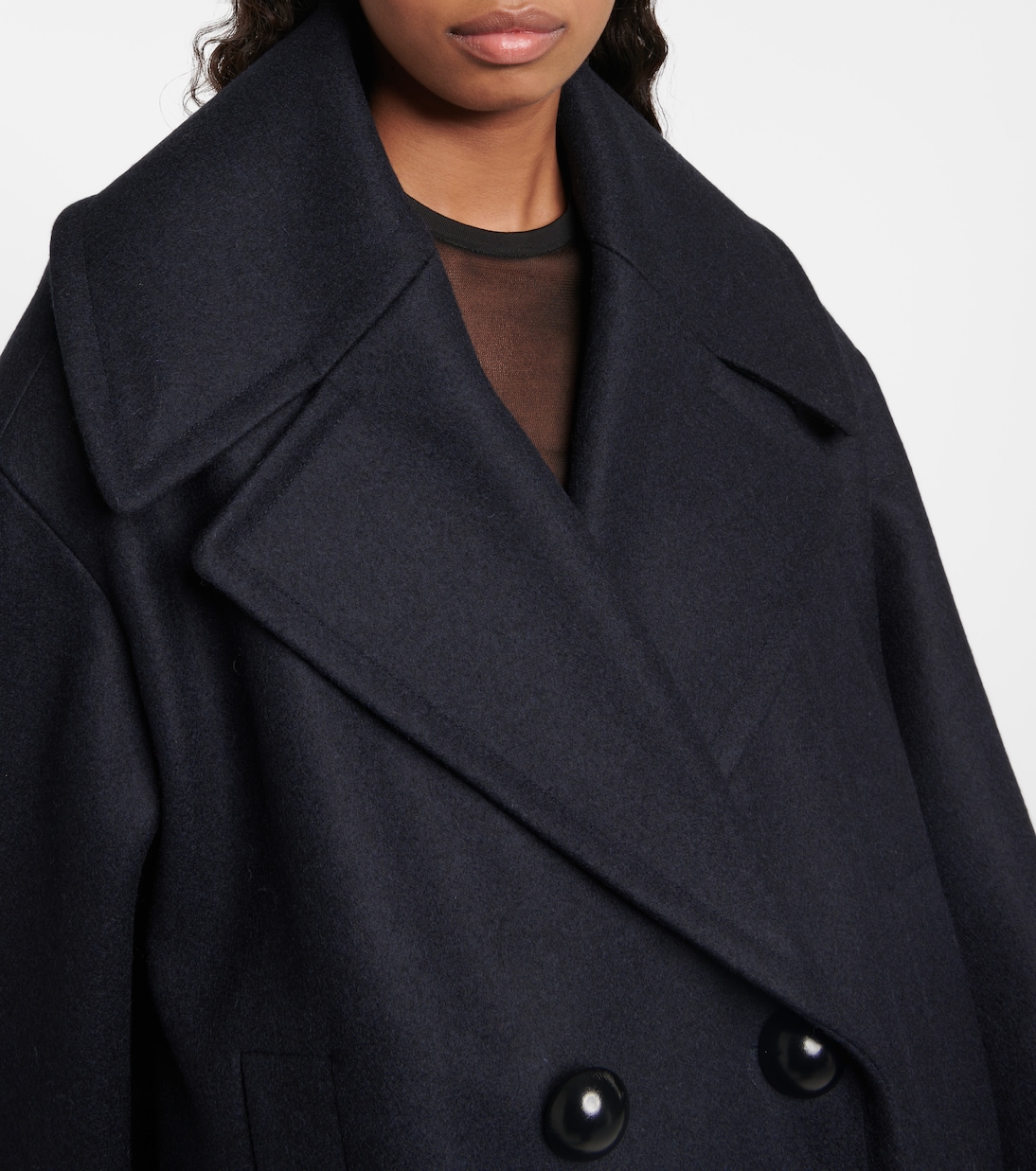 Double-breasted wool long peacoat | Alaïa