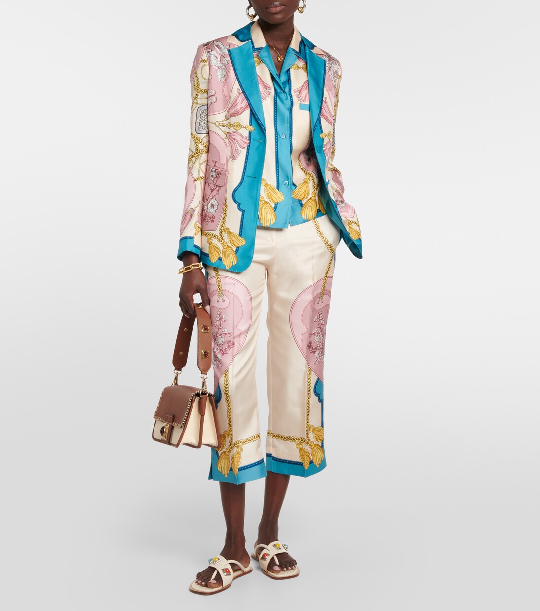 Pantaloni cropped in seta a vita alta | Etro