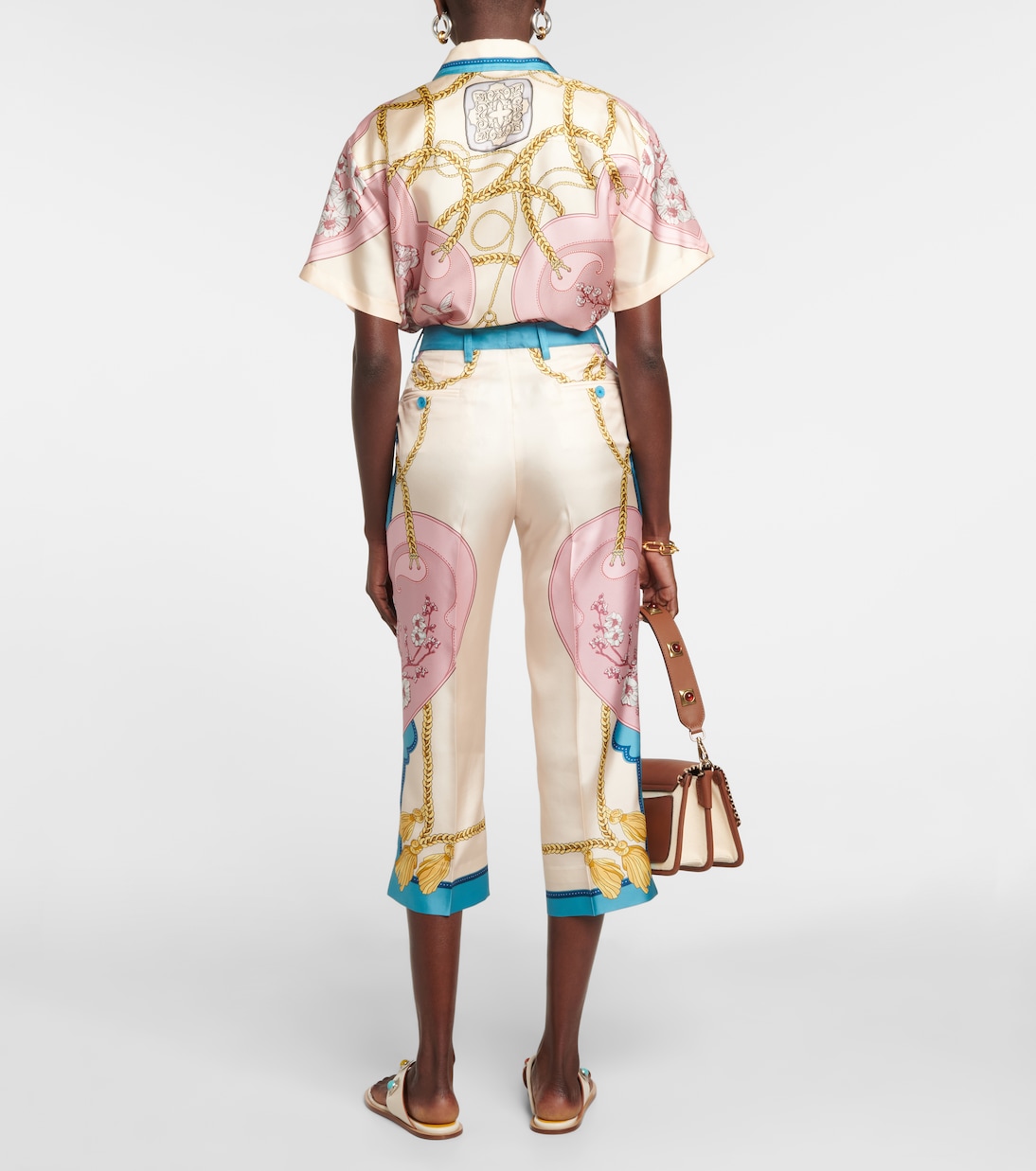 Pantaloni cropped in seta a vita alta | Etro