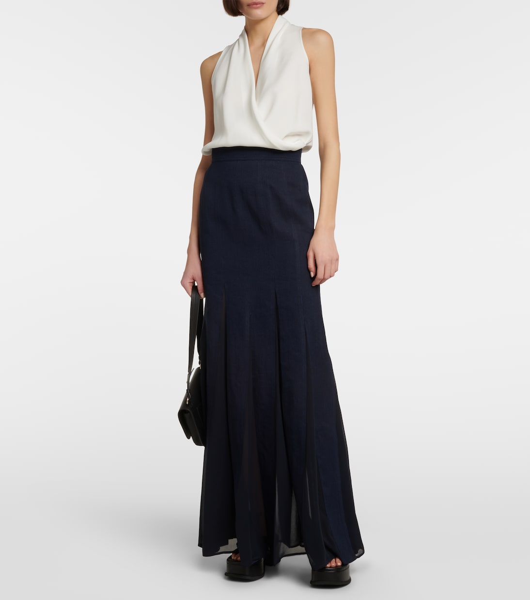 Nicia linen-blend and silk maxi skirt | Max Mara