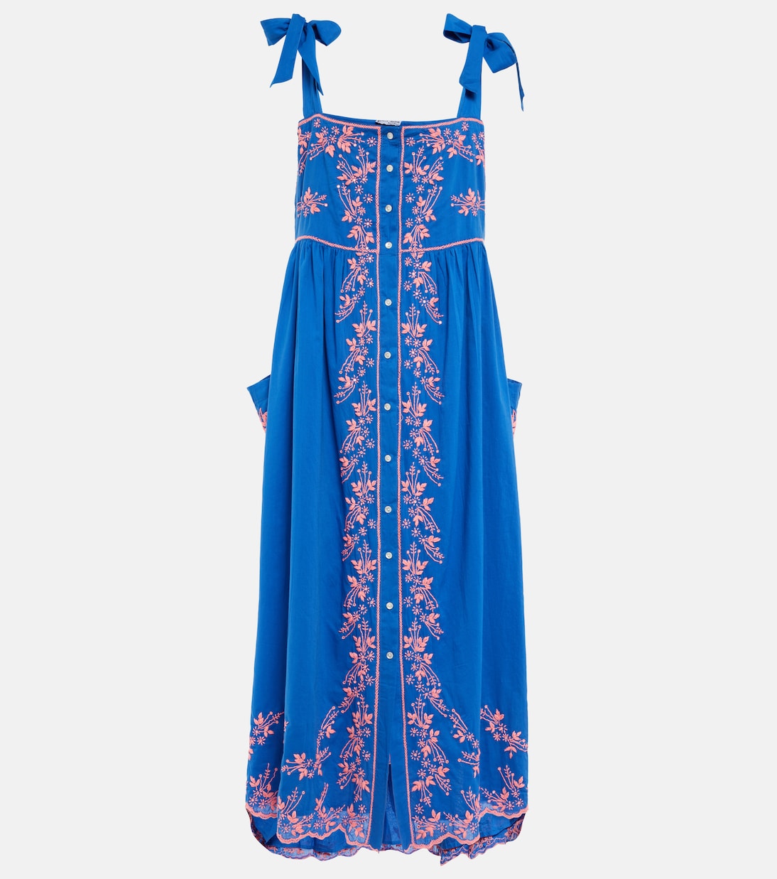 Embroidered cotton midi dress | Juliet Dunn