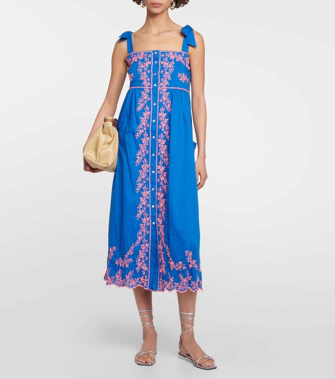 Embroidered cotton midi dress | Juliet Dunn
