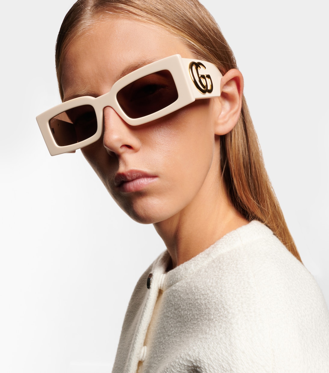 Occhiali da sole rettangolari GUCCI con logo Double G, stile giovane e trendy