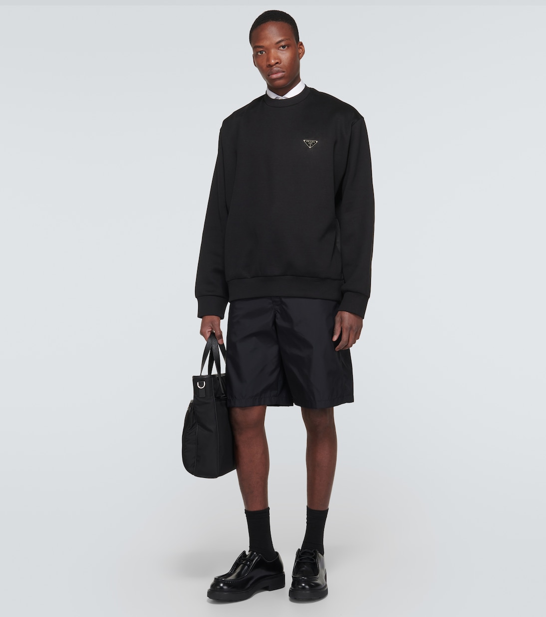 Felpa in misto cotone con logo | Prada