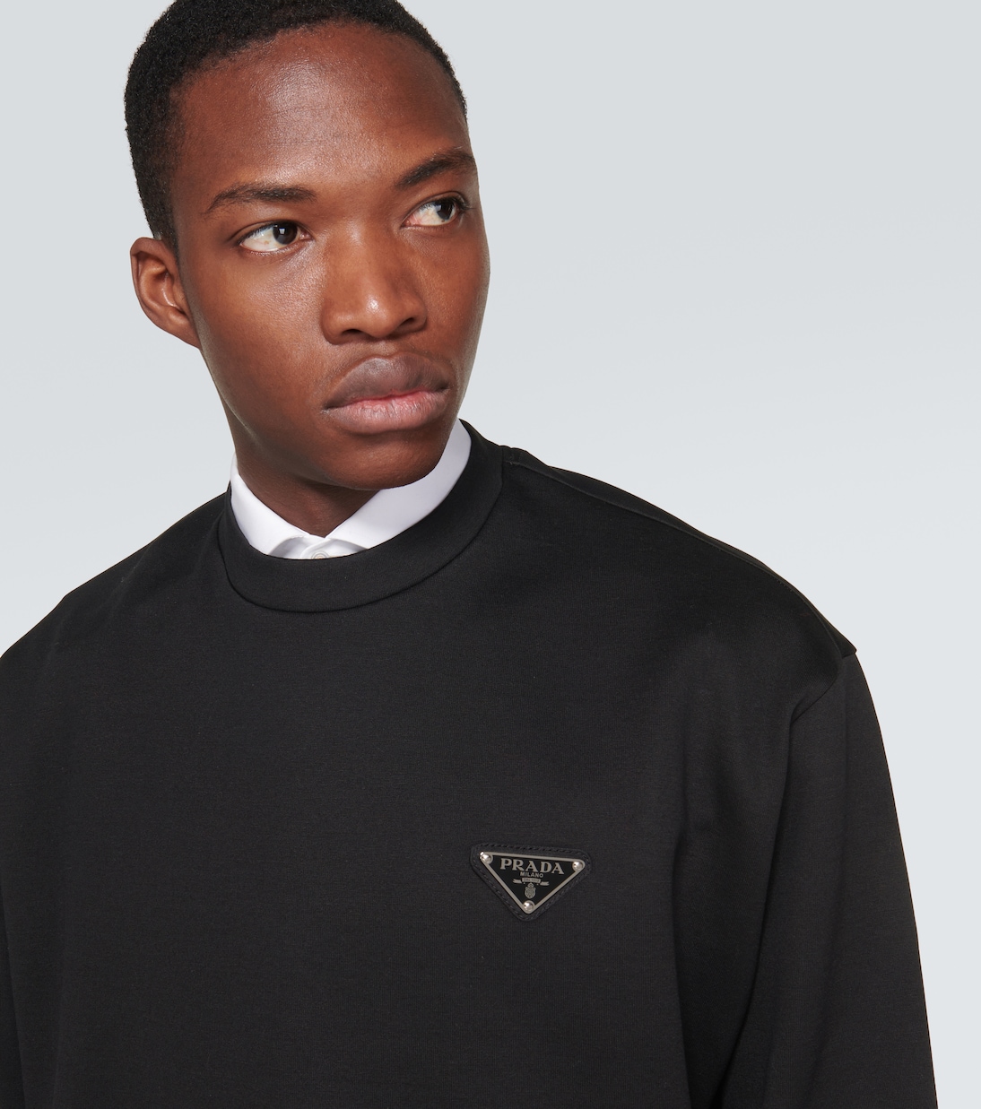 Felpa in misto cotone con logo | Prada