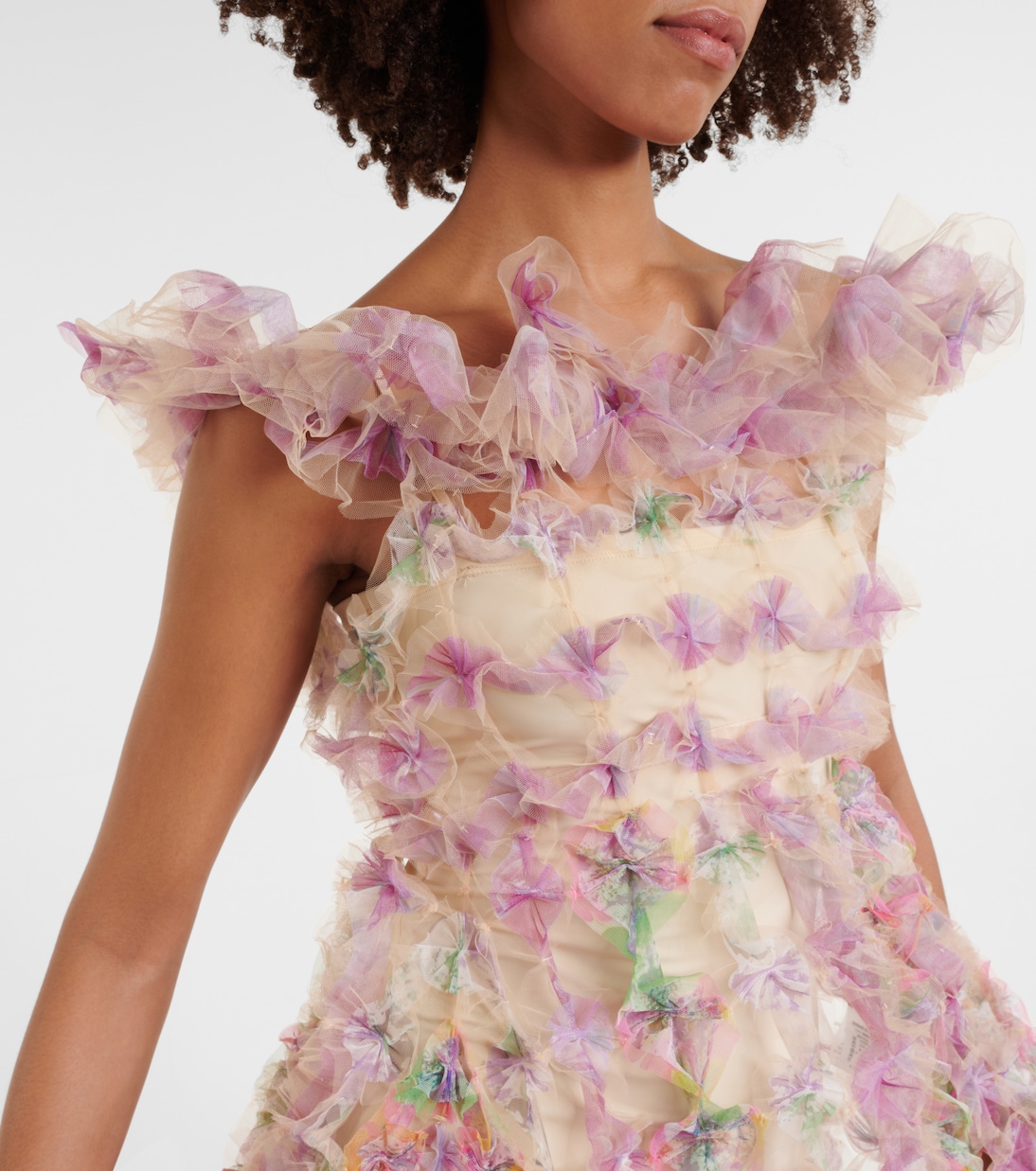 Off-Shoulder-Midikleid aus Tüll | Susan Fang
