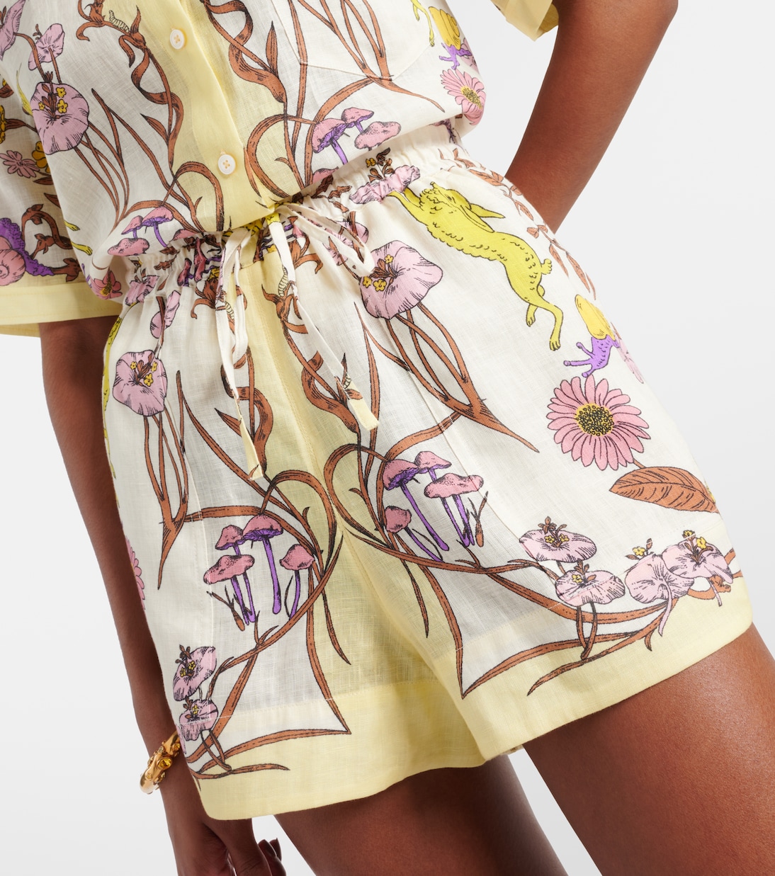 Floral high-rise linen shorts | Tory Burch