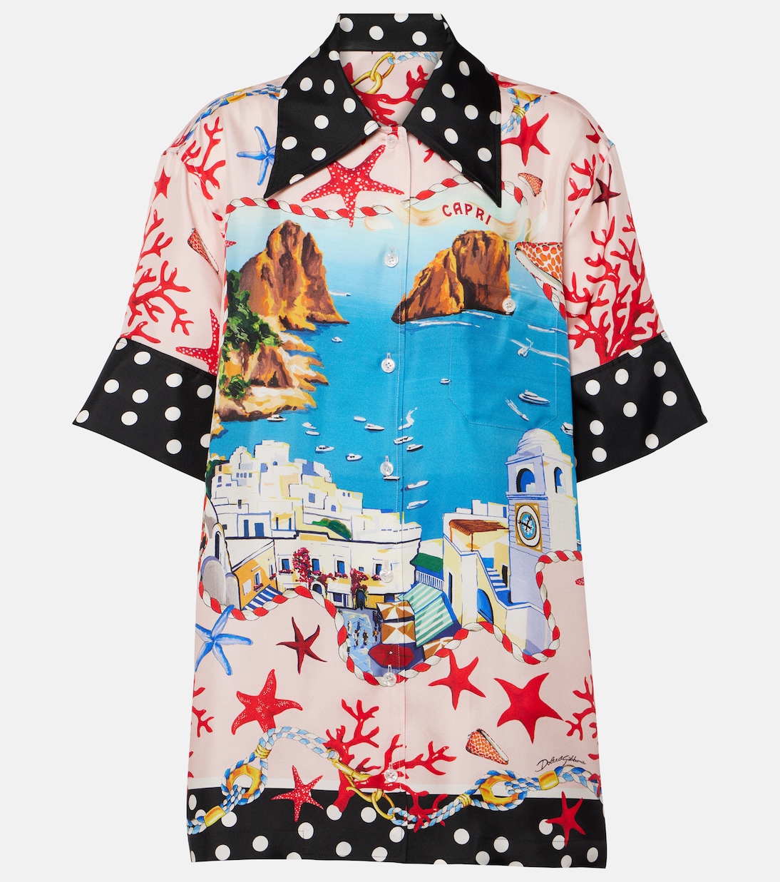 Chemise Capri imprimée en satin de soie | Dolce&Gabbana