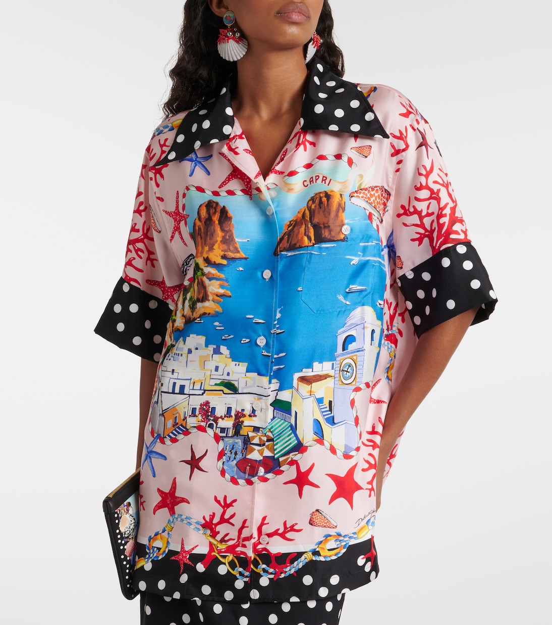 Chemise Capri imprimée en satin de soie | Dolce&Gabbana