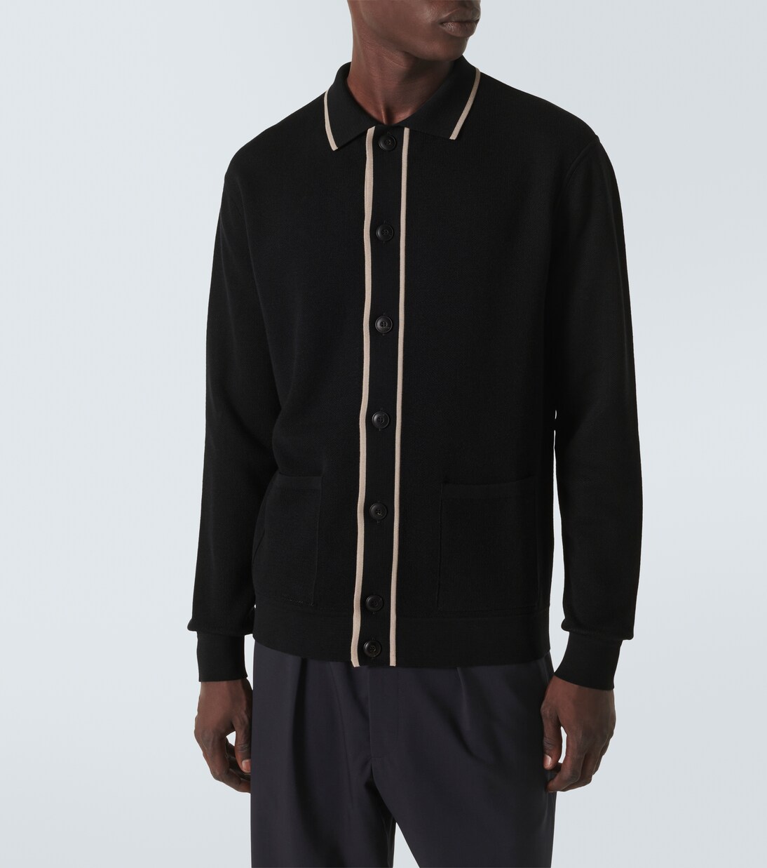 Cotton, silk, and cashmere cardigan in blue - Giorgio Armani  