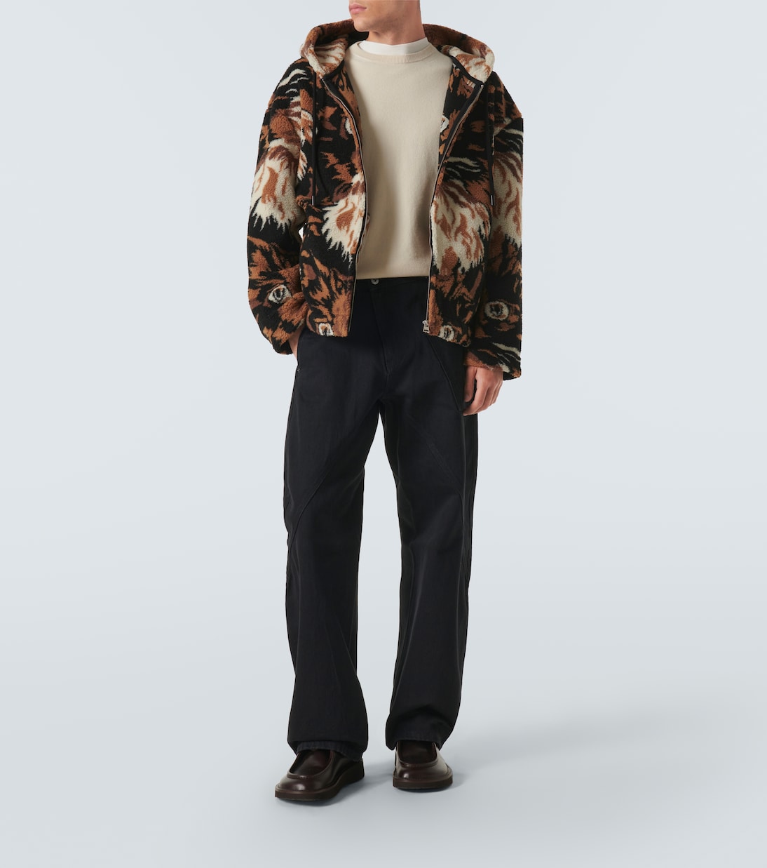 Felpa in pile con cappuccio e zip | JW Anderson