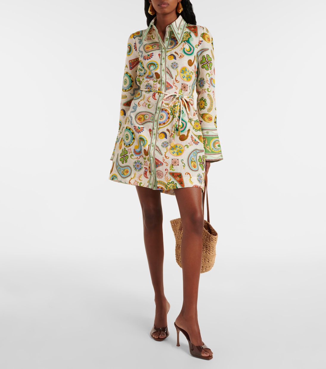 Arcade paisley linen minidress | Alémais